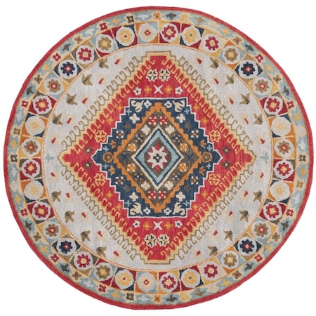 Safavieh 6 x 6 ft. Heritage Hand Tufted Area RugGrey & Red HG425F-6R